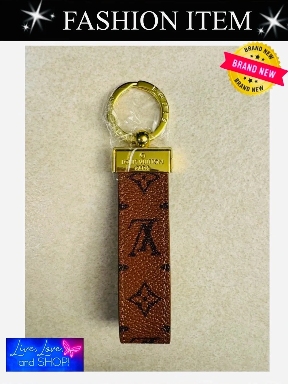 A-1DC-41: BAG CHARM/KEYCHAIN: Brown & Dark Brown w/Golden Accents, NWOT
